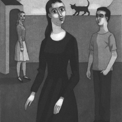 Sonia Martin Go-betweens Etching and aquatint 25x20cm